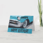 Oude Chevy verjaardag in het blauw voor elke opa. Kaart (Voorkant)