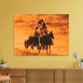 Oude Cheyenne krijgers omwikkeld canvas print (Insitu (Woonkamer))