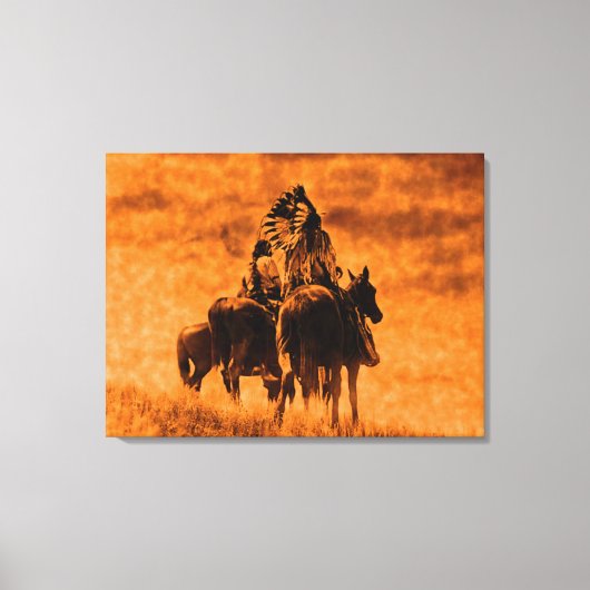 Oude Cheyenne krijgers omwikkeld canvas print (Voorkant)