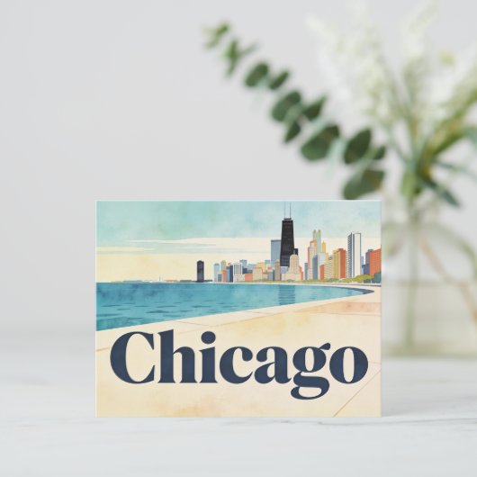 Oude Chicago Reisansichtkaart Briefkaart (Staand voorkant)