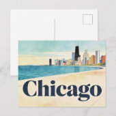 Oude Chicago Reisansichtkaart Briefkaart (Voorkant / Achterkant)