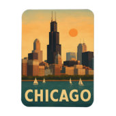 Oude Chicago skyline, zeilboot op het Michiganmeer Magneet (Verticaal)