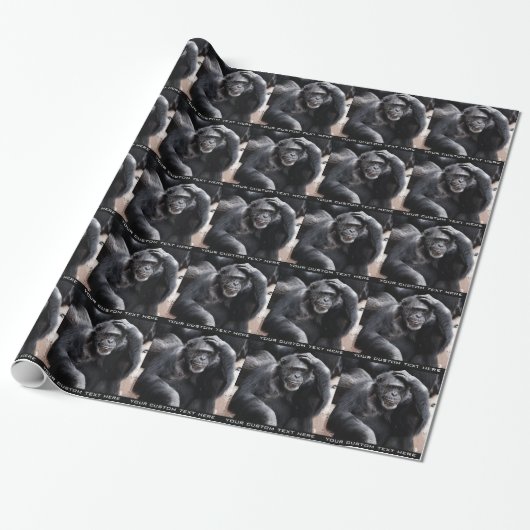 Oude Chimpansee aangepast verpakkingspapier Cadeaupapier (Uitgerold)