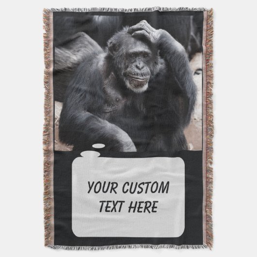 Oude Chimpansee, aangepaste deken voor gooien (Voorkant Verticaal)
