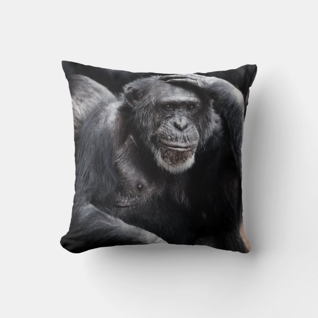 Oude Chimpansee, aangepaste gootkussens Kussen (Voorkant)