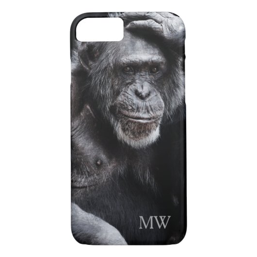 Oude Chimpansee aangepaste monogram telefoongevall Case-Mate iPhone Case (Achterkant)