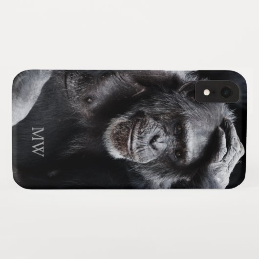 Oude Chimpansee aangepaste monogram telefoongevall Case-Mate iPhone Case (Achterkant (horizontaal))
