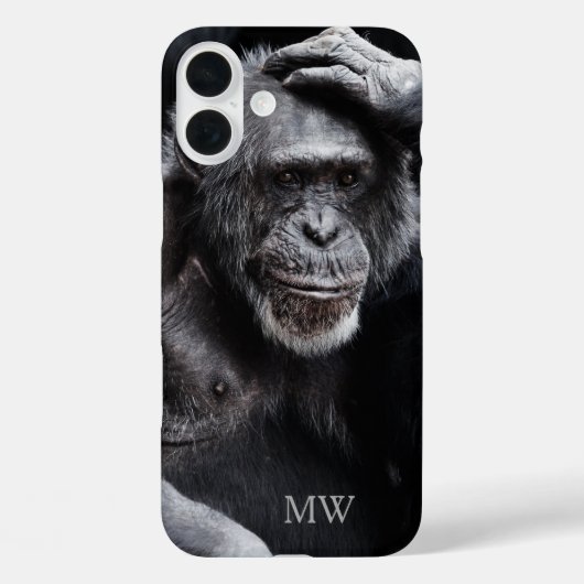 Oude Chimpansee aangepaste monogram telefoongevall Case-Mate iPhone Case (Achterkant)
