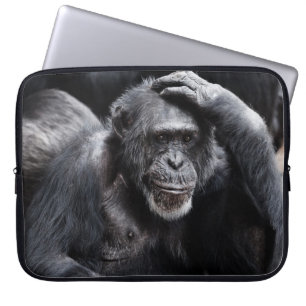 Oude chimpansee-laptophoes laptop sleeve