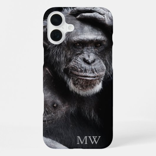 Oude chimpansee op maat gemaakte monogram telefoon iPhone hoesje (Achterkant)