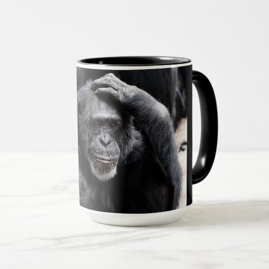 Oude Chimpanzee aangepaste naam mokken (Voorkant rechts)