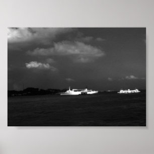 Oude China Hong Kong baai reizigers boten Poster