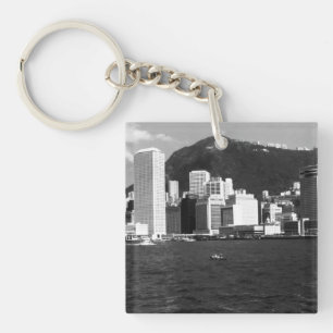 Oude China Hong Kong baai wolkenkrabbers uitzicht Sleutelhanger