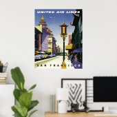 Oude Chinatown-straatbeeld, San Francisco Poster (Thuiskantoor)