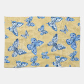 Oude Chinees blauwe vlinders vervaagde damast Theedoek (Horizontaal)
