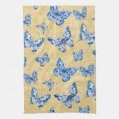 Oude Chinees blauwe vlinders vervaagde damast Theedoek (Verticaal)