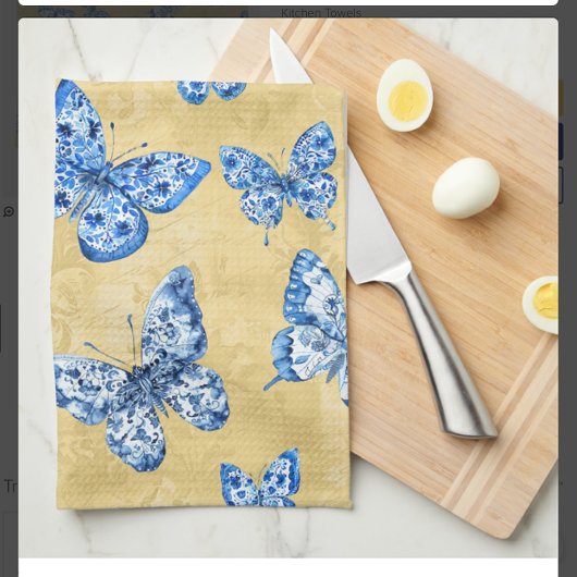 Oude Chinees blauwe vlinders vervaagde damast Theedoek