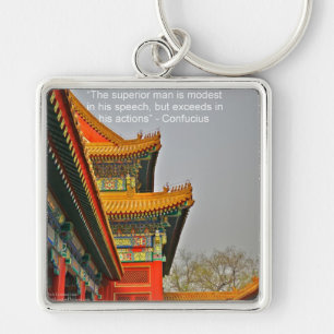 Oude Chinese Architectuur Confucius Citaat Cadeau Sleutelhanger