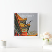 Oude Chinese architectuur en Confucius WallClock Vierkante Klok (Huis)