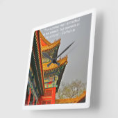Oude Chinese architectuur en Confucius WallClock Vierkante Klok (Hoek)