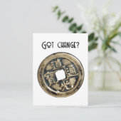 Oude Chinese Banliang munt, "Got Change" ontwerp Briefkaart (Staand voorkant)