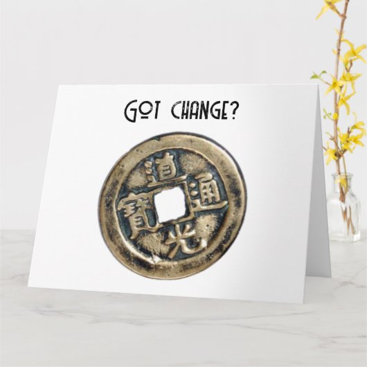 Oude Chinese Banliang munt, "Got Change" ontwerp Kaart (Gele Bloem)