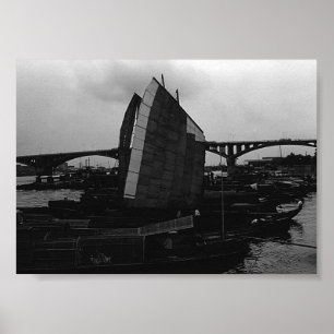 Oude Chinese Changsha xiang jiang rivierboot Poster