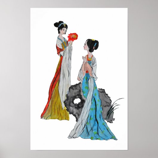 Oude Chinese dames Poster (Voorkant)