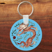 Oude Chinese draak die de parel aan het oplichten Sleutelhanger (Voorkant)