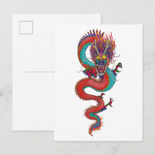 Oude Chinese draak illustratie Briefkaart