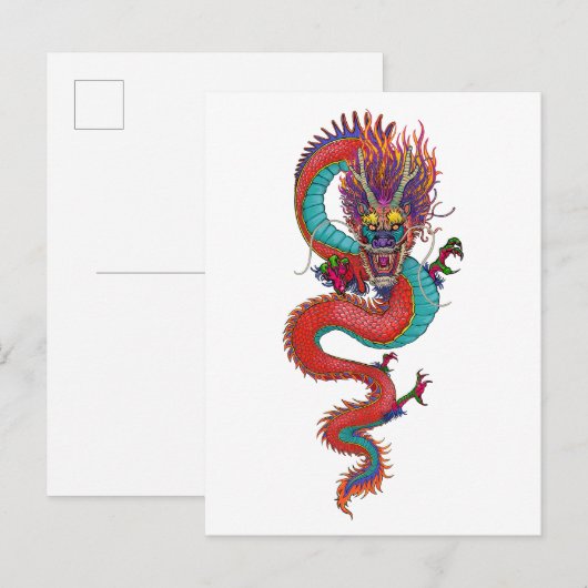 Oude Chinese draak illustratie Briefkaart (Voorkant / Achterkant)