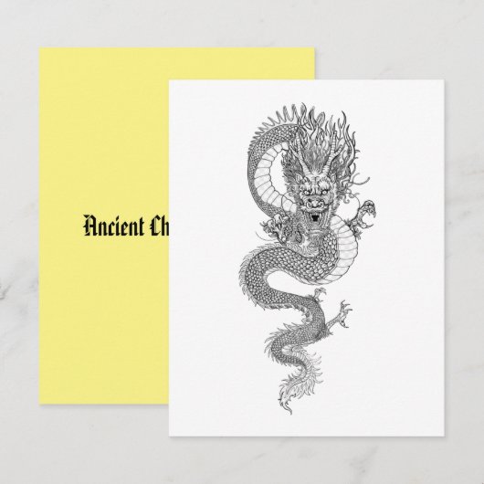 Oude Chinese draak Notitiekaartje (Voorkant / Achterkant)
