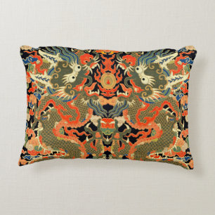 Oude Chinese Draak Textielprint Aziatische Kunst Accent Kussen