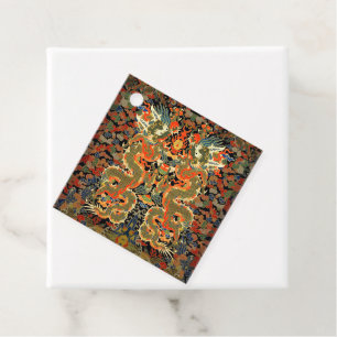 Oude Chinese Draak Textielprint Aziatische Kunst Bedankjes Labels