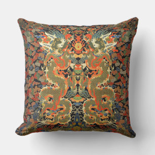 Oude Chinese Draak Textielprint Aziatische Kunst Buitenkussen