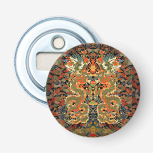 Oude Chinese Draak Textielprint Aziatische Kunst Button Flesopener
