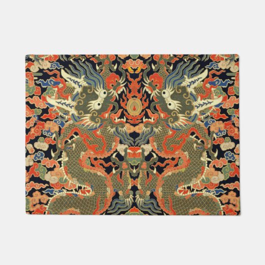 Oude Chinese Draak Textielprint Aziatische Kunst Deurmat (Voorkant)