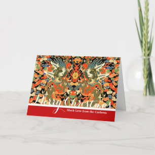 Oude Chinese Draak Textielprint Aziatische Kunst Feestdagen Kaart