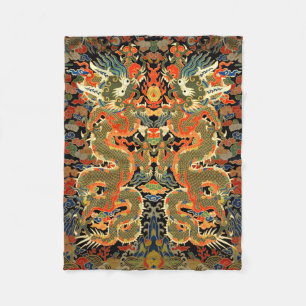 Oude Chinese Draak Textielprint Aziatische Kunst Fleece Deken