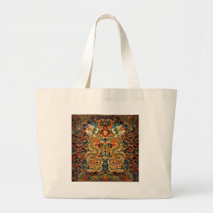 Oude Chinese Draak Textielprint Aziatische Kunst Grote Tote Bag