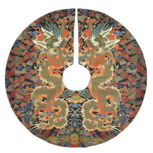 Oude Chinese Draak Textielprint Aziatische Kunst Kerstboom Rok