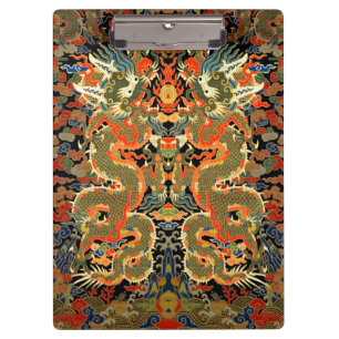 Oude Chinese Draak Textielprint Aziatische Kunst Klembord