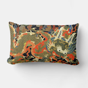 Oude Chinese Draak Textielprint Aziatische Kunst Kussen