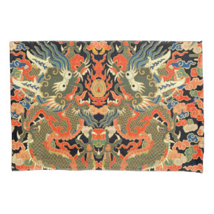 Oude Chinese Draak Textielprint Aziatische Kunst Kussensloop