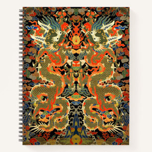 Oude Chinese Draak Textielprint Aziatische Kunst Notitieboek