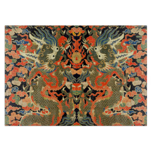 Oude Chinese Draak Textielprint Aziatische Kunst Snijplank