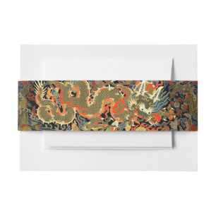 Oude Chinese Draak Textielprint Aziatische Kunst Uitnodigingen Wikkel