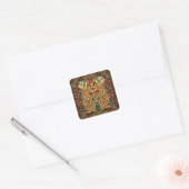 Oude Chinese Draak Textielprint Aziatische Kunst Vierkante Sticker (Envelop)
