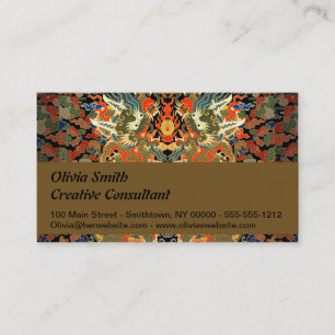 Oude Chinese Draak Textielprint Aziatische Kunst Visitekaartje