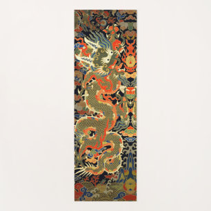 Oude Chinese Draak Textielprint Aziatische Kunst Yogamat